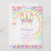 Invitation Licorne Arc-en-ciel - Licorne (Devant)