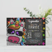 Invitation Licorne Arc-en-Ciel Magique Paillettes Anniversair (Debout devant)