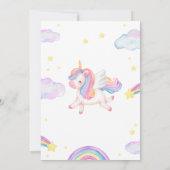 Invitation Licorne Arc-en-ciel Nuages de Conte de Fées Magiqu (Dos)