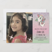 Invitation Licorne Arc-en-ciel Ombré Photo Anniversaire (Devant)