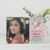 Invitation Licorne Arc-en-ciel Ombré Photo Anniversaire (Debout devant)