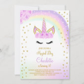 Invitation Licorne Arc-en-ciel Violet (Devant)