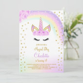 Invitation Licorne Arc-en-ciel Violet (Debout devant)
