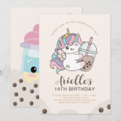 Invitation Licorne Boba Bubble Milk Tea Minimalist (Devant / Derrière)