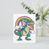 Invitation Licorne chevauchant T rex Dinosaure Garçons Filles (Debout devant)