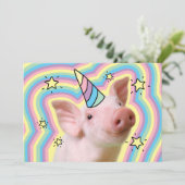 Invitation Licorne Cochonnet Magique (Debout devant)