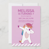 Invitation Licorne Cool qui fait Dab en Rose Violet Anniversa (Devant)