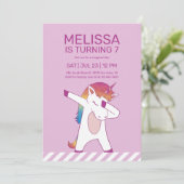 Invitation Licorne Cool qui fait Dab en Rose Violet Anniversa (Debout devant)