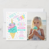 Invitation Licorne de glace magique d'anniversaire (Devant)