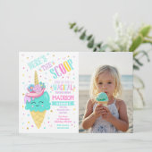 Invitation Licorne de glace magique d'anniversaire (Debout devant)