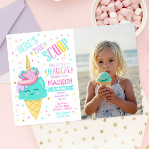 Invitation Licorne de glace magique d'anniversaire