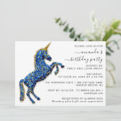 Invitation Licorne de Glitter Royal Or Princesse Cheval Bleu (Debout devant)