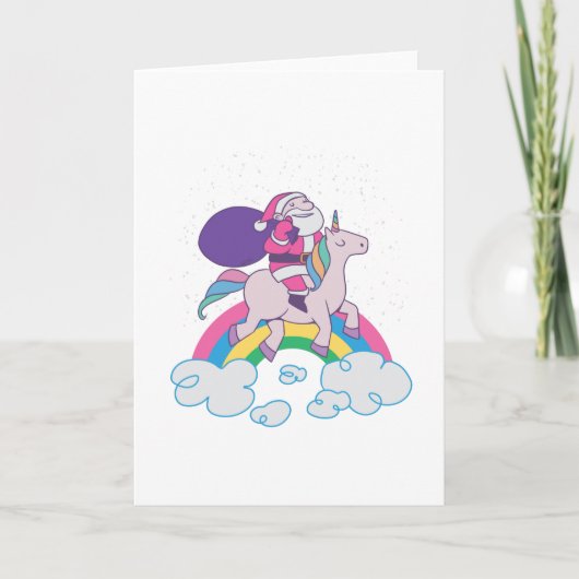 Invitation licorne de noël père noël (Devant)