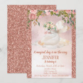 Invitation Licorne de Pegasus Glitter Or Rose Enfant (Devant / Derrière)