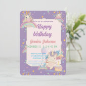 Invitation Licorne drôle d'anniversaire (Debout devant)