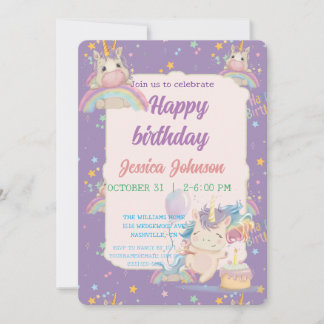 Invitation Licorne drôle d'anniversaire