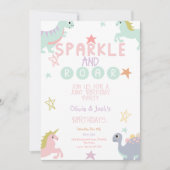 Invitation Licorne et dinosaure Sparkle and Roar  (Devant)