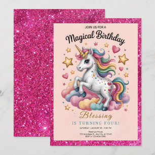 Invitation Licorne Fantaisiste 4ème Anniversaire