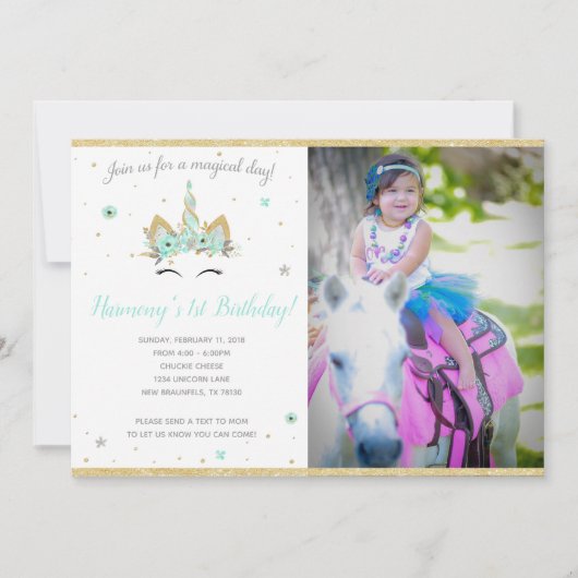 Invitation Licorne Fantastique 7X5 (Devant)
