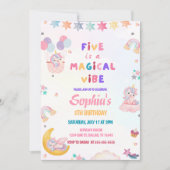 Invitation Licorne Five Is a Magical Vibe 5e Anniversaire (Devant)