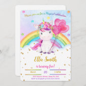 Invitation Licorne Fleurale Aquarelle (Devant / Derrière)