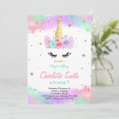 Invitation licorne florale colorée (Debout devant)