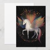 Invitation Licorne Galactique Étoiles de Couleur Arc-en-Ciel (Devant / Derrière)