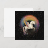 Invitation Licorne Galactique Étoiles de Couleurs Arc-en-Ciel (Devant / Derrière)
