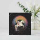 Invitation Licorne Galactique Étoiles de Couleurs Arc-en-Ciel (Debout devant)