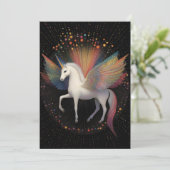 Invitation Licorne Galactique Étoiles de Couleurs de l'Arc-en (Debout devant)