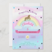Invitation Licorne holographique,Invitation d'anniversaire ar (Devant)