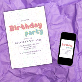 Invitation Licorne jour magique pastel arc-en-ciel confettis 