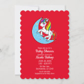 Invitation Licorne Lune Céleste Bleue et Étoiles Arc-en-Ciel (Devant)