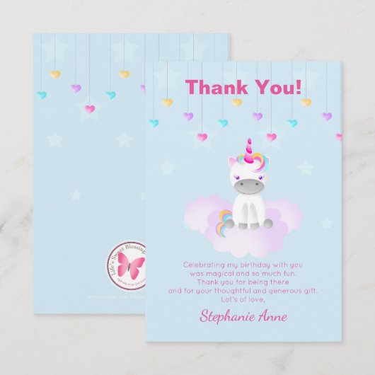 Invitation Licorne Magique (Devant / Derrière)