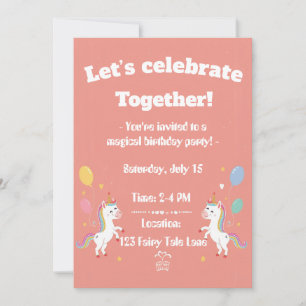 Invitation Licorne Magique Mignonne