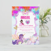 Invitation Licorne Magique – Paillettes Violettes (Debout devant)