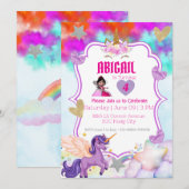 Invitation Licorne Magique – Paillettes Violettes (Devant / Derrière)