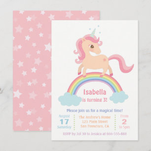 Invitation Licorne Magique sur l'Anniversaire de la Fille sou