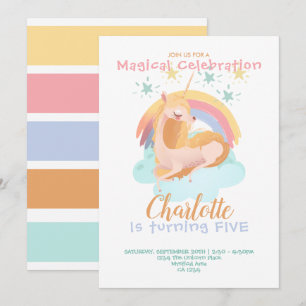 Invitation Licorne Magique Sur Un Nuage Anniversaire Personna