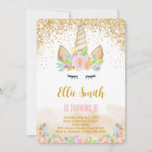 Invitation Licorne Mignonne (Devant)
