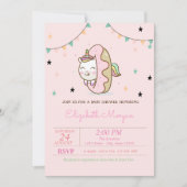 Invitation Licorne Mignonne, Fête Prénatale Donuts (Devant)