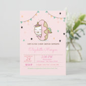 Invitation Licorne Mignonne, Fête Prénatale Donuts (Debout devant)