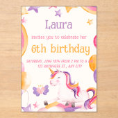 Invitation Licorne Mignonne pour Filles (Recto)