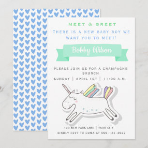 Invitation Licorne Mignonne Rencontre & Salutation Nouveau