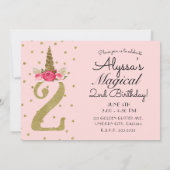 Invitation Licorne Pailletée Or Rose Fête d'anniversaire 2 2 (Dos)