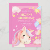 Invitation Licorne pastel aquarelle  (Devant / Derrière)