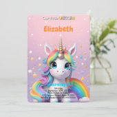 Invitation Licorne pour 5e anniversaire (Debout devant)