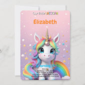 Invitation Licorne pour 5e anniversaire (Devant)