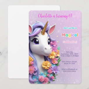Invitation Licorne pour 6ème anniversaire