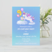 Invitation Licorne pour 9e Anniversaire avec Gâtea (Debout devant)